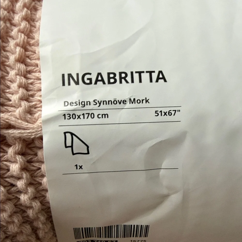 Pink Knitted Ikea Ingabritta Throw Blanket 51x67 inch